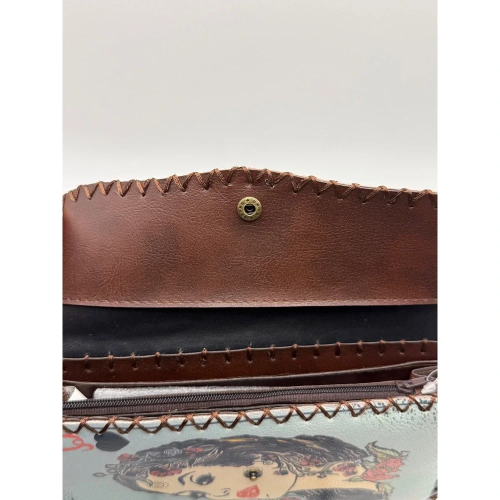 Queen Playing Card Wallet Clutch Women's Designer Vegan Leather‎ Coin Purse NEW